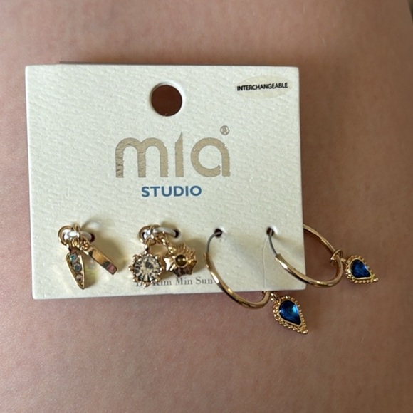 Mia Studio Collection Gold Dainty Hoop Earrings Boho Dainty Interchange Charms - Picture 1 of 4